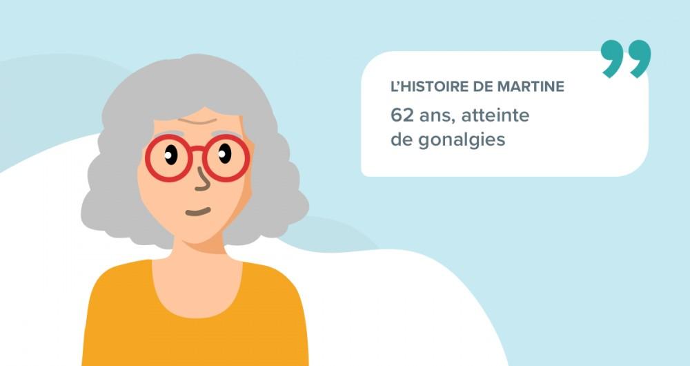L'histoire de Martine, 62 ans atteinte de gonalgies